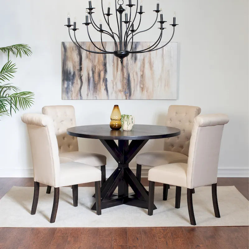 Ensemble de salle à manger 5 pièces Nylander, table à manger avec piétement en X et 4 chaises élégantes