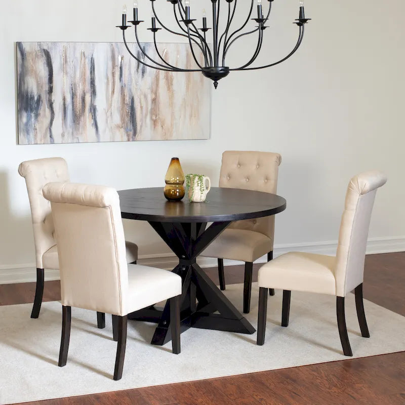Ensemble de salle à manger 5 pièces Nylander, table à manger avec piétement en X et 4 chaises élégantes
