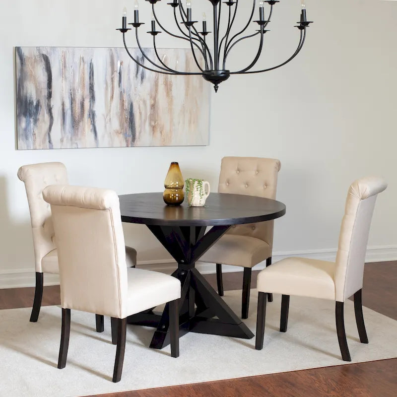 Ensemble de salle à manger 5 pièces Nylander, table à manger avec piétement en X et 4 chaises élégantes