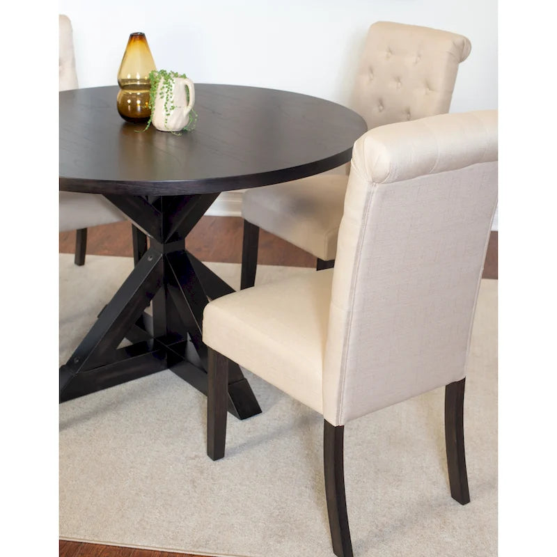 Ensemble de salle à manger 5 pièces Nylander, table à manger avec piétement en X et 4 chaises élégantes