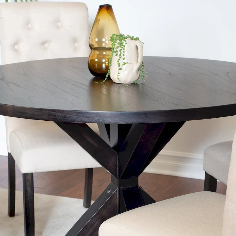 Ensemble de salle à manger 5 pièces Nylander, table à manger avec piétement en X et 4 chaises élégantes