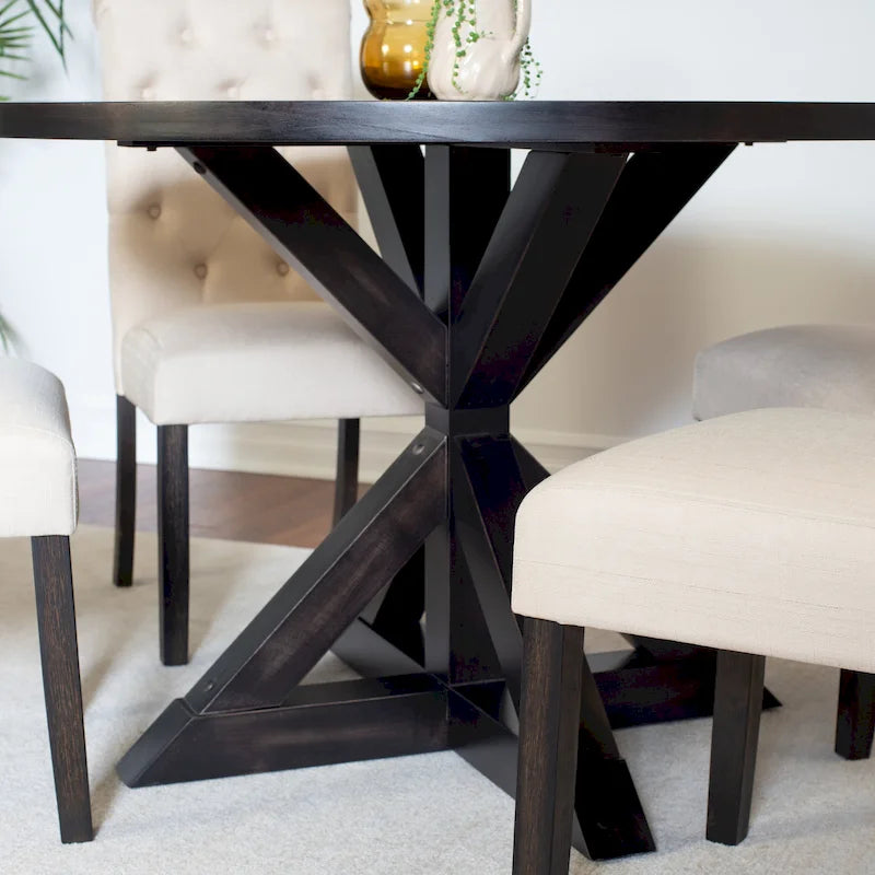Ensemble de salle à manger 5 pièces Nylander, table à manger avec piétement en X et 4 chaises élégantes