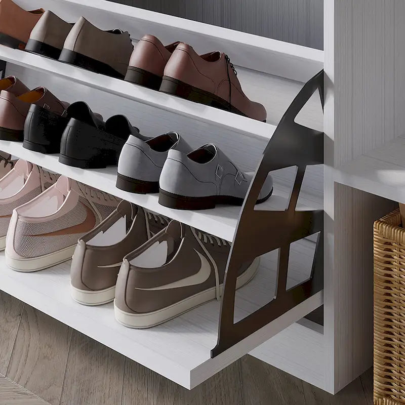 Banc à chaussures multifonctionnel avec tiroir à abattant