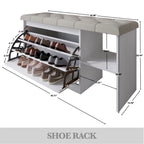 Banc à chaussures multifonctionnel avec tiroir à abattant