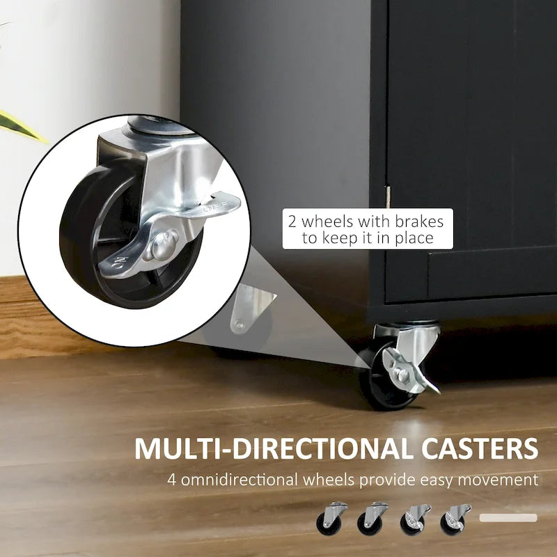 Dessert roulante de cuisine moderne de 41 pouces, Chariot de rangement de cuisine avec dessus en bois d'hévéa, 2 tiroirs et porte-serviettes