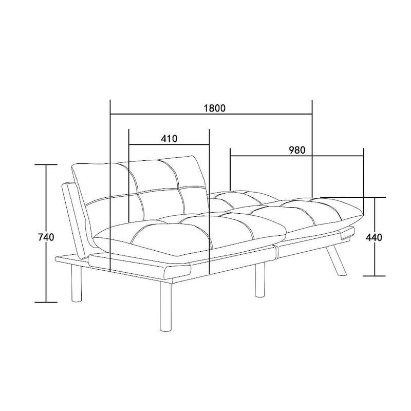 70,87 Futon Canapé-Lit, Canapé Pliable en Mousse Convertible Lit de Repos avec Accoudoirs Réglables pour Petits Espaces