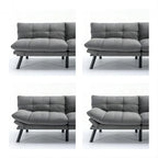 70,87 Futon Canapé-Lit, Canapé Pliable en Mousse Convertible Lit de Repos avec Accoudoirs Réglables pour Petits Espaces