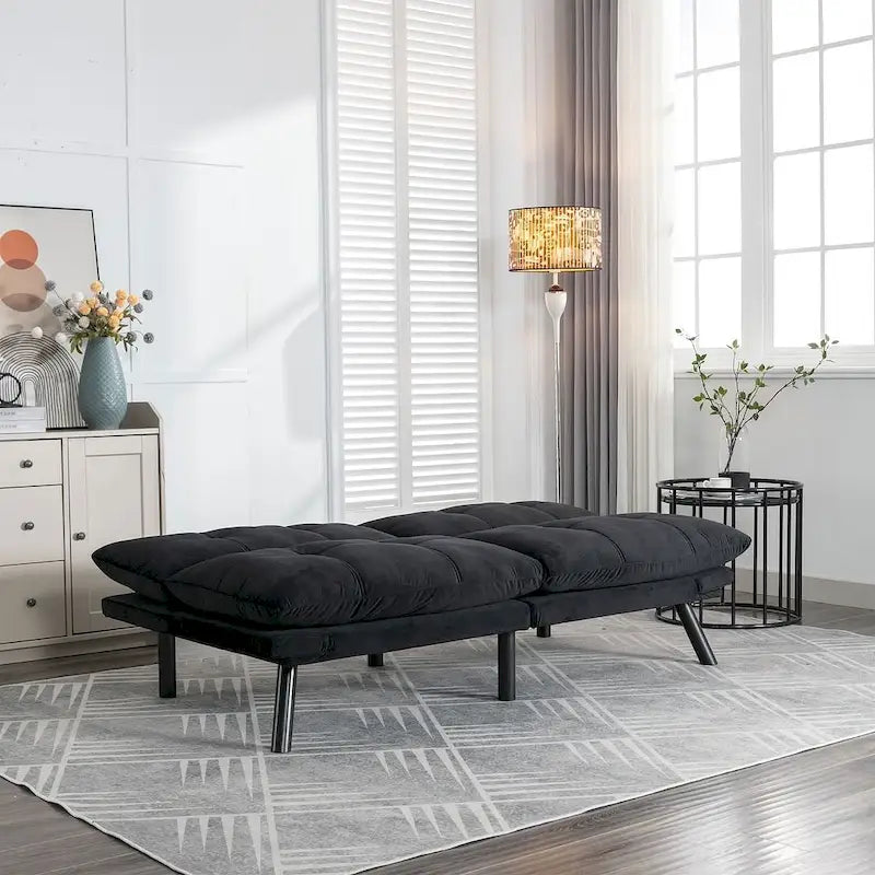 70,87 Futon Canapé-Lit, Canapé Pliable en Mousse Convertible Lit de Repos avec Accoudoirs Réglables pour Petits Espaces
