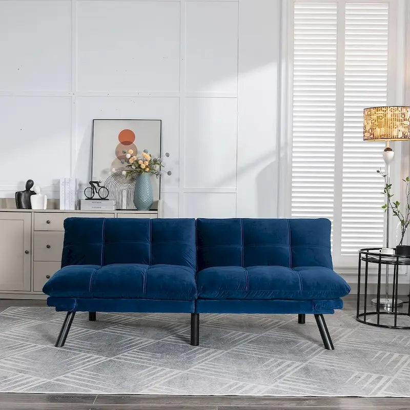 70,87 Futon Canapé-Lit, Canapé Pliable en Mousse Convertible Lit de Repos avec Accoudoirs Réglables pour Petits Espaces