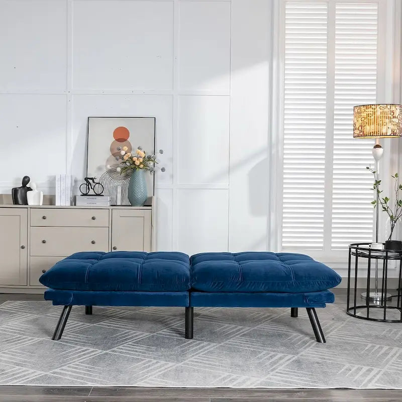70,87 Futon Canapé-Lit, Canapé Pliable en Mousse Convertible Lit de Repos avec Accoudoirs Réglables pour Petits Espaces