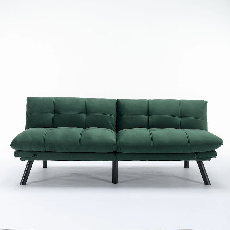 70,87 Futon Canapé-Lit, Canapé Pliable en Mousse Convertible Lit de Repos avec Accoudoirs Réglables pour Petits Espaces