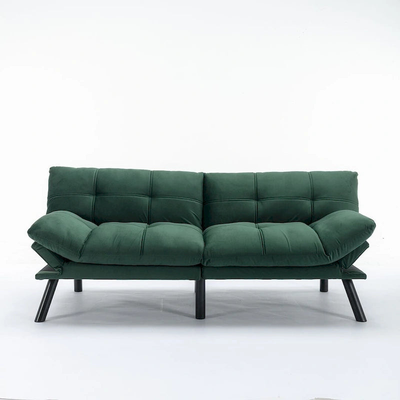 70,87 Futon Canapé-Lit, Canapé Pliable en Mousse Convertible Lit de Repos avec Accoudoirs Réglables pour Petits Espaces