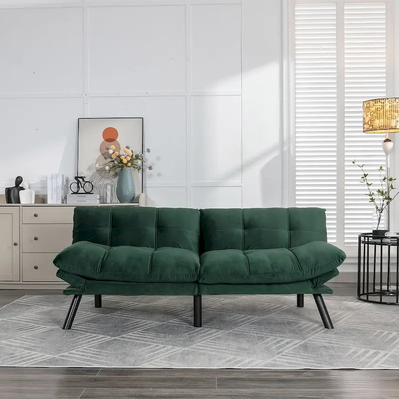 70,87 Futon Canapé-Lit, Canapé Pliable en Mousse Convertible Lit de Repos avec Accoudoirs Réglables pour Petits Espaces