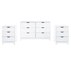 Ensemble de chambre à coucher 3 pièces en pin avec commode à 6 tiroirs et tables de chevet à 3 tiroirs (ensemble de 2)