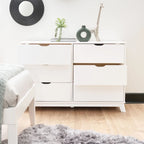 Ensemble de chambre à coucher 3 pièces en pin avec commode à 6 tiroirs et tables de chevet à 3 tiroirs (ensemble de 2)