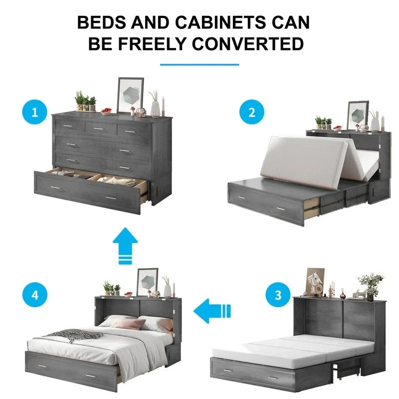 Lit escamotable, armoire-lit avec matelas et tiroir