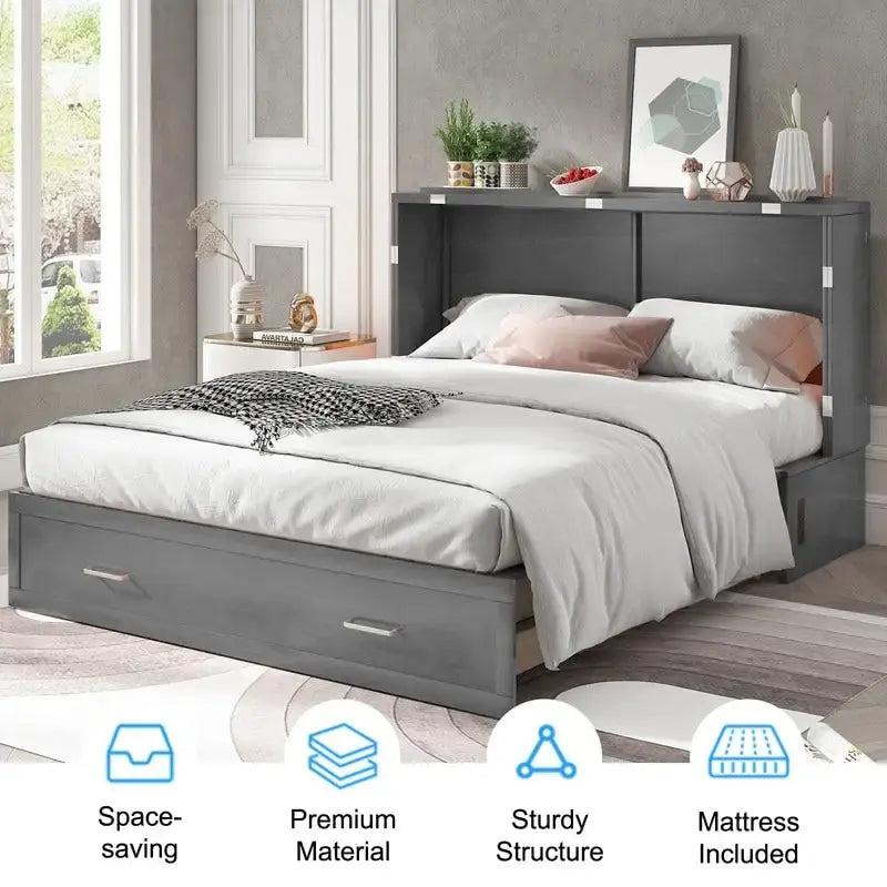 Lit escamotable, armoire-lit avec matelas et tiroir