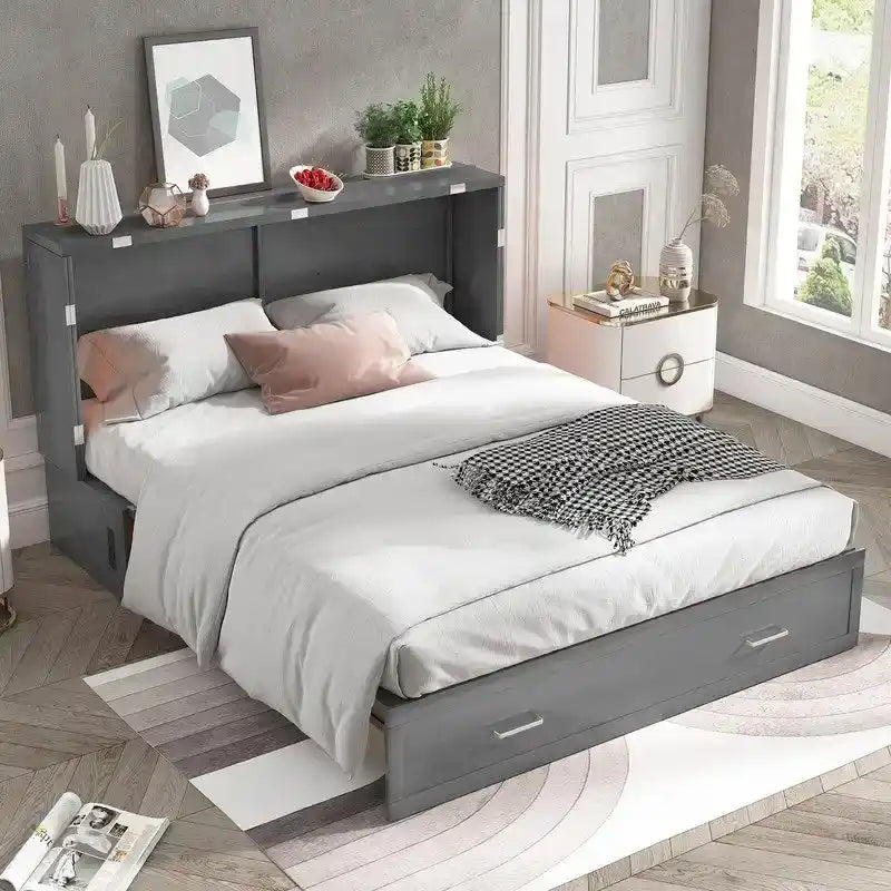 Lit escamotable, armoire-lit avec matelas et tiroir