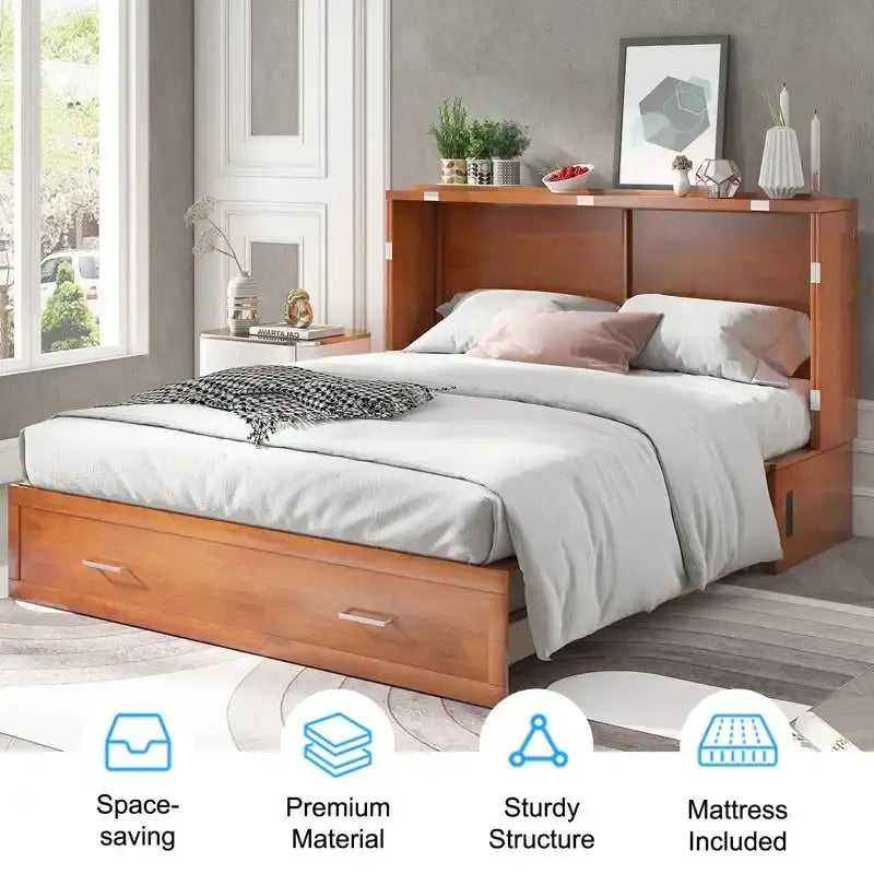 Lit escamotable, armoire-lit avec matelas et tiroir