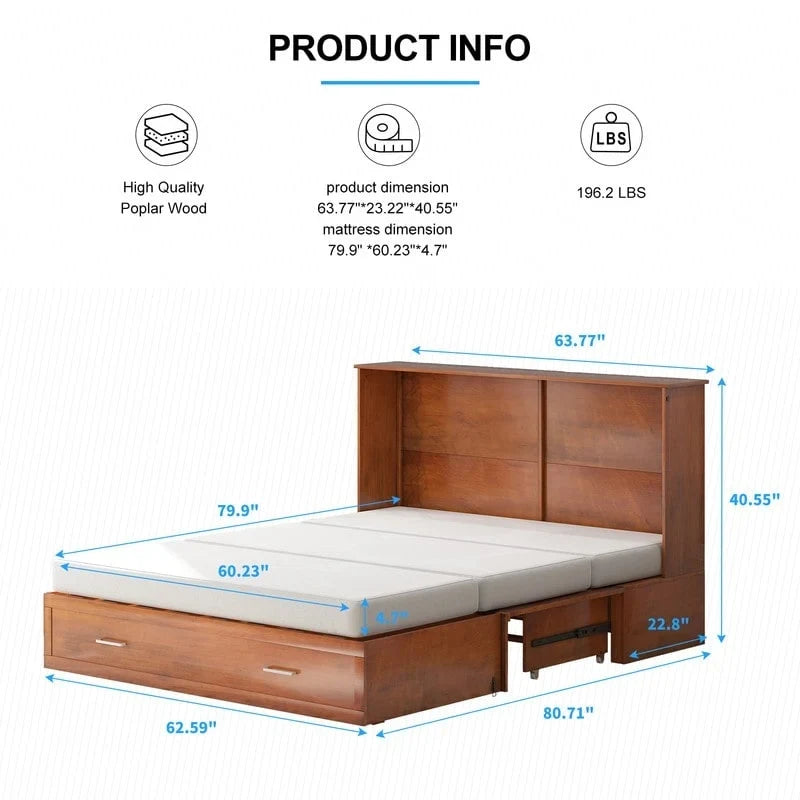 Lit escamotable, armoire-lit avec matelas et tiroir