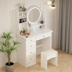 Coiffeuse avec miroir tactile et tabouret
