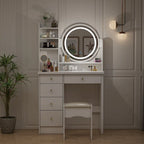 Coiffeuse avec miroir tactile et tabouret