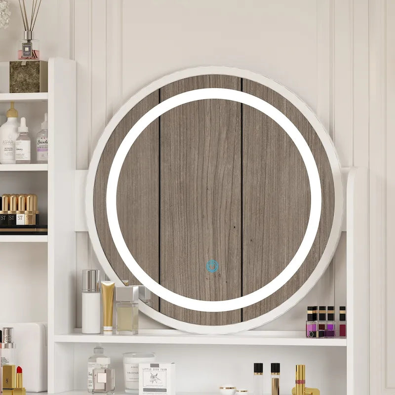 Coiffeuse avec miroir tactile et tabouret