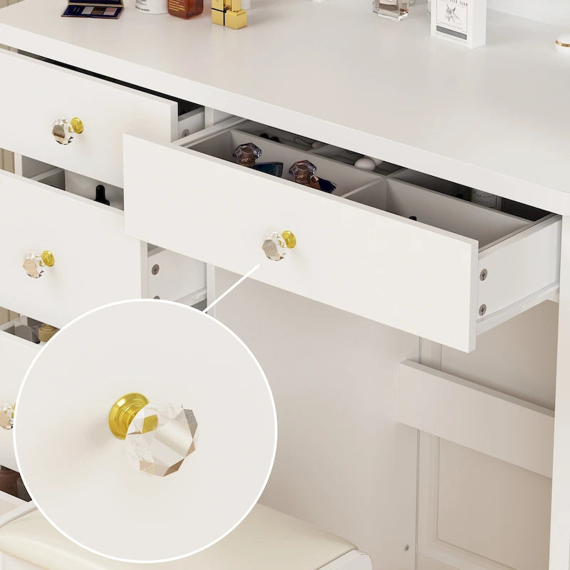 Coiffeuse avec miroir tactile et tabouret