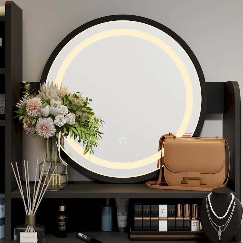 Coiffeuse avec miroir tactile et tabouret