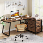 Bureau d'angle en L réversible avec tiroirs de classement, bureau d'ordinateur d'angle