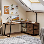 Bureau d'angle en L réversible avec tiroirs de classement, bureau d'ordinateur d'angle