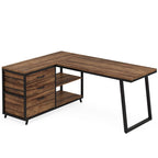 Bureau d'angle en L réversible avec tiroirs de classement, bureau d'ordinateur d'angle