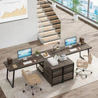 Bureau d'angle en L réversible avec tiroirs de classement, bureau d'ordinateur d'angle