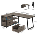 Bureau d'angle en L réversible avec tiroirs de classement, bureau d'ordinateur d'angle