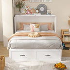 Lit double avec commode et tiroir convertible en meuble cube