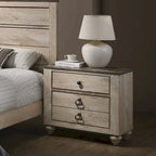 Ensemble de chambre contemporain 6 pièces Queen, blanc délavé