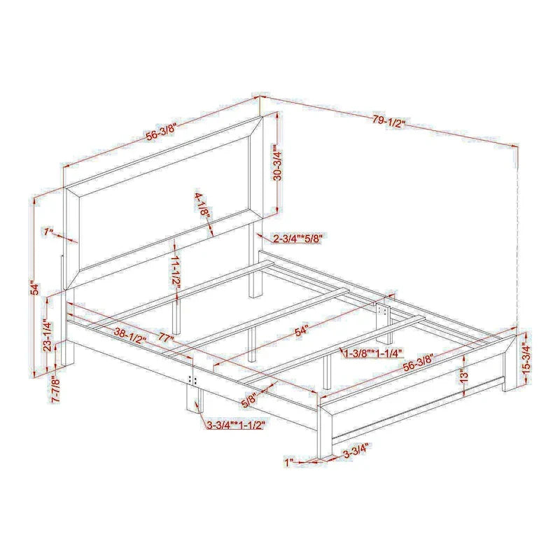 Lit en bois en noyer rustique