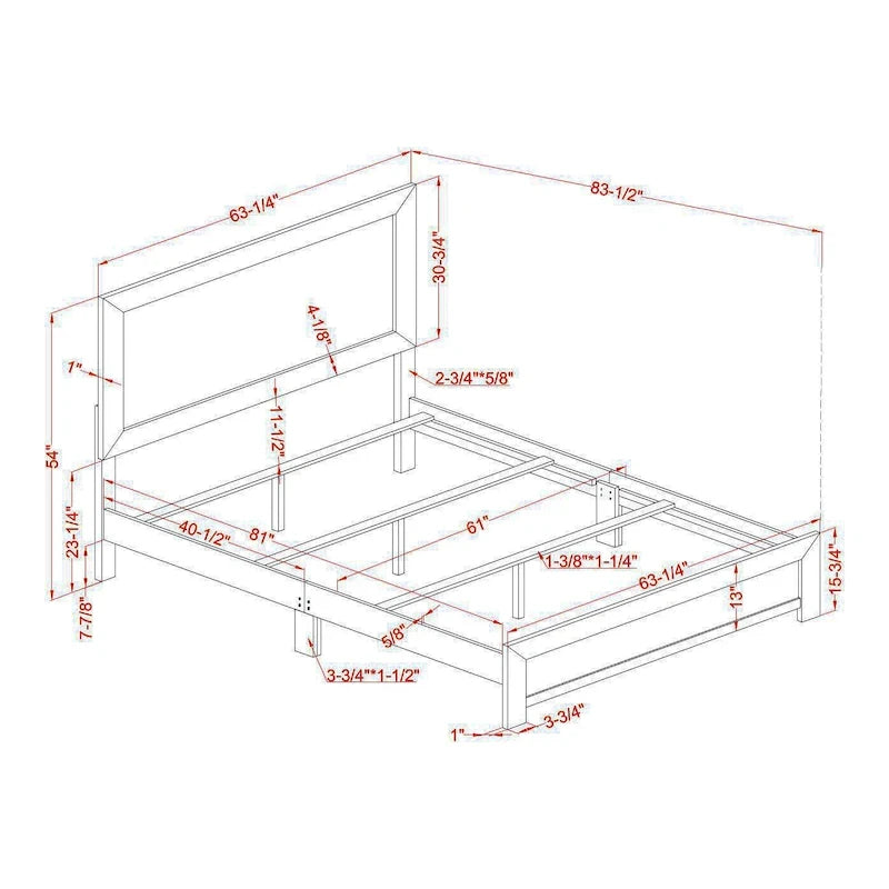Lit en bois en noyer rustique