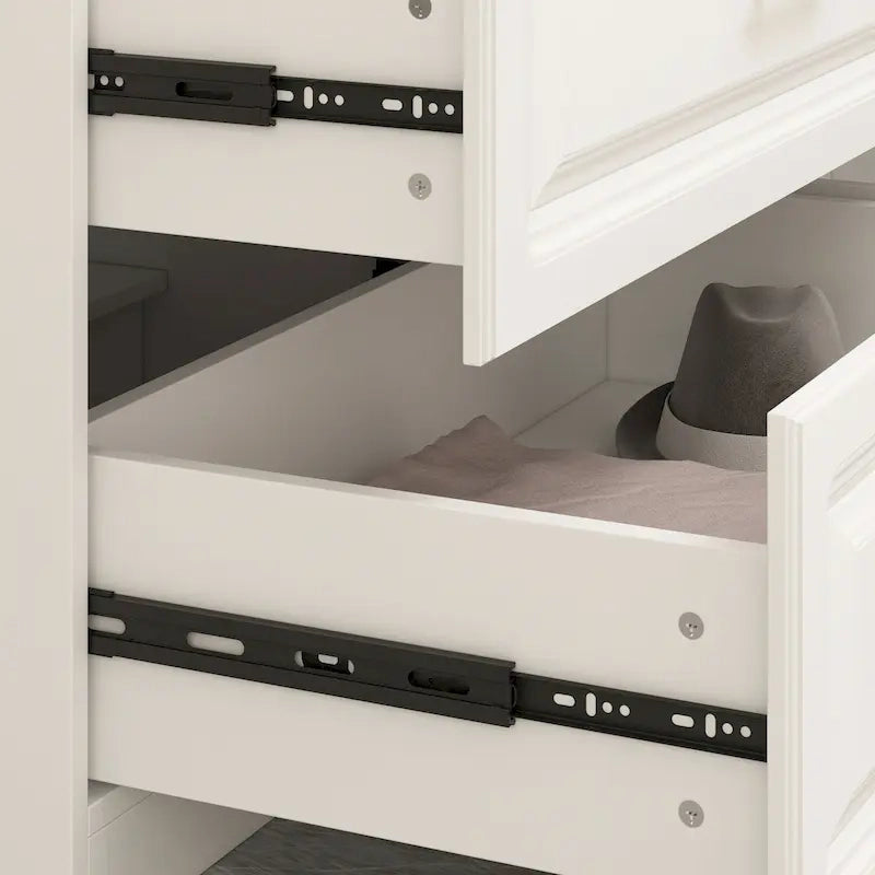 Grande Armoire Combinée, Penderie, Meuble de Rangement, Blanc