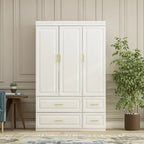Grande Armoire Combinée, Penderie, Meuble de Rangement, Blanc