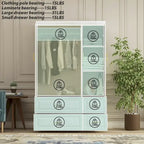 Grande Armoire Combinée, Penderie, Meuble de Rangement, Blanc