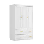 Grande Armoire Combinée, Penderie, Meuble de Rangement, Blanc
