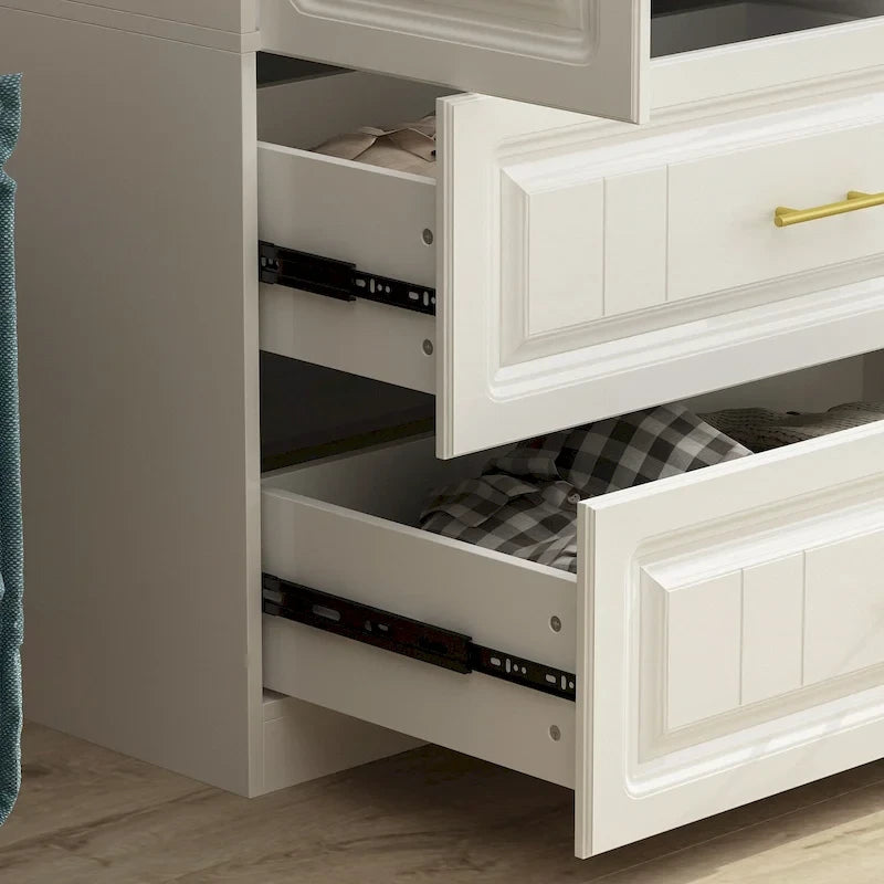 Grande Armoire Combinée, Penderie, Meuble de Rangement, Blanc