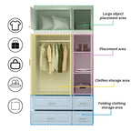 Grande Armoire Combinée, Penderie, Meuble de Rangement, Blanc
