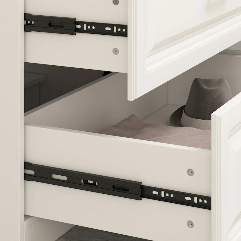 Grande Armoire Combinée, Penderie, Meuble de Rangement, Blanc