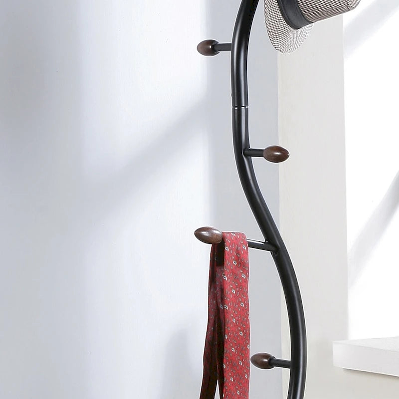 Porte-manteau sur pied en métal avec accents en noyer