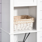 Meuble de rangement haut de salle de bain, colonne de salle de bain autoportante avec étagère à 2 niveaux et 2 placards, blanc
