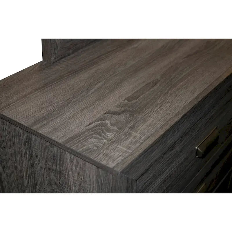 Ensemble de chambre à coucher 6 pièces avec lit à panneaux, commode, miroir, chiffonnier et 2 tables de chevet