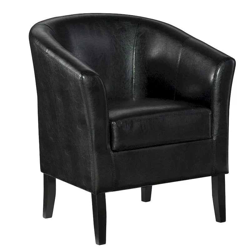 Fauteuil club tonneau en tissu noir de jais
