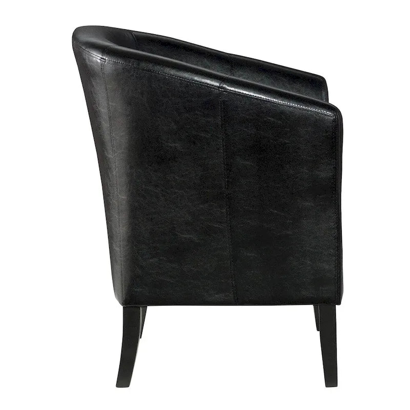 Fauteuil club tonneau en tissu noir de jais